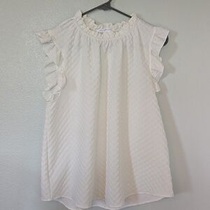 Ces Femme White Ruffle Tank Size Large